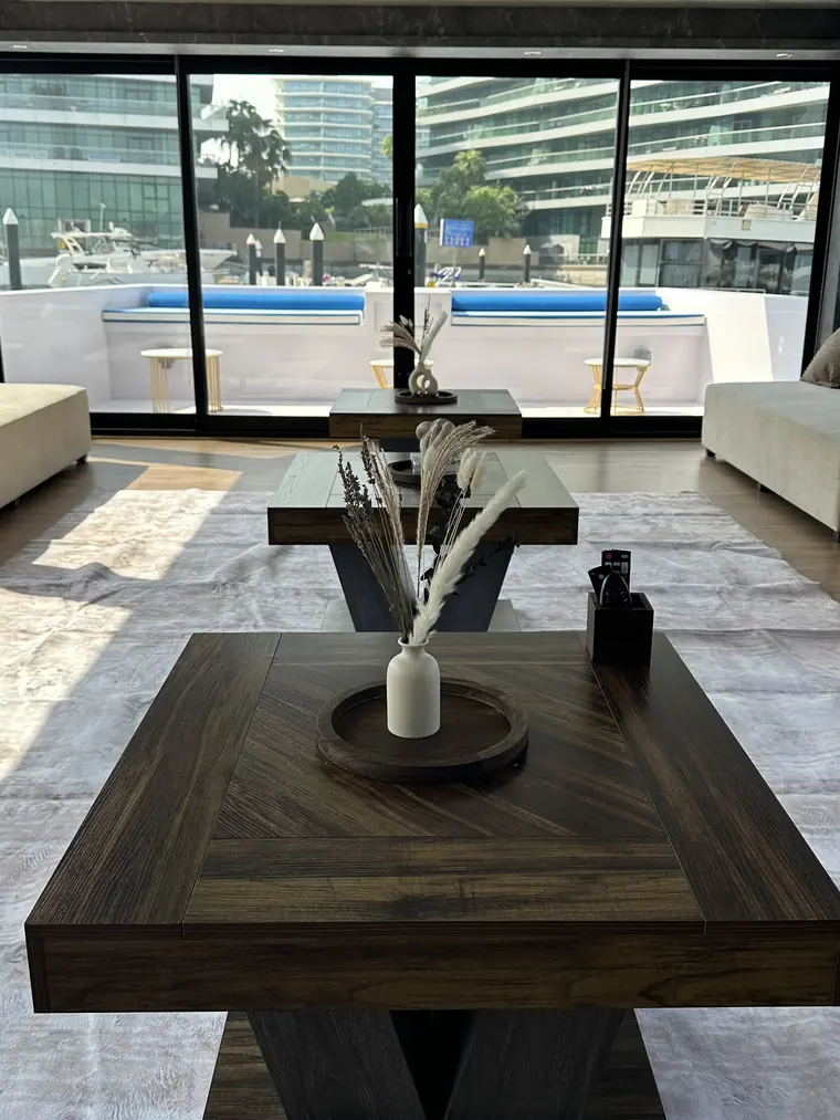 Lounge tables and terrace view